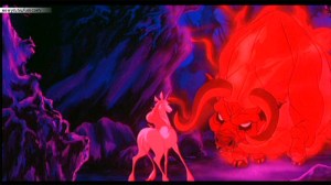 The Last Unicorn facing down The Red Bull.